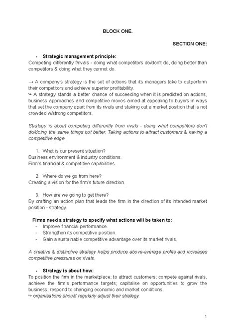 OBS 310 Block 1 3 Summary Business Management BLOCK ONE SECTION