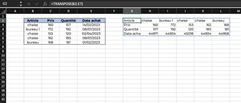 Fonction Transpose Excel Tutoriel Et Exemples