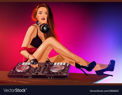 Young Sexy Woman Dj Royalty Free Vector Image Vectorstock