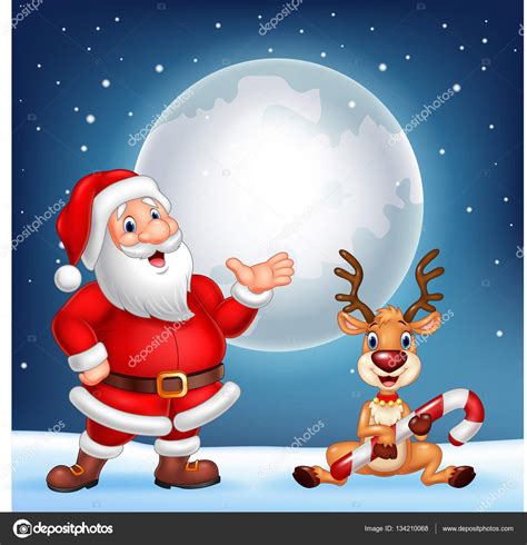 Santa And His Reindeer Rudolf Stock Vector Image By Tigatelu