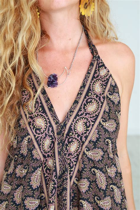 BACKLESS PAISLEY DRESS - Black paisley Vintage Summer dress - Indian - Up cycle - Bohemian witch ...