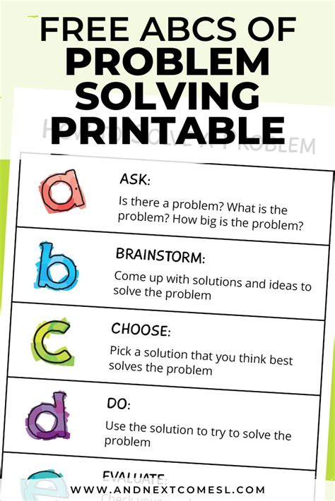 Free Problem Solving Skills Worksheets