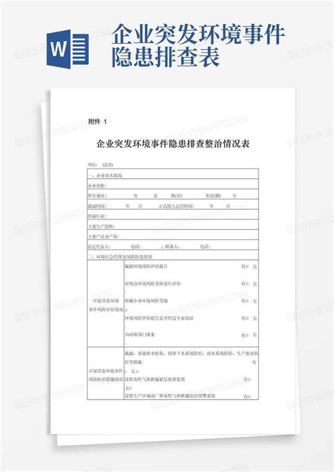 企业突发环境事件隐患排查整治情况表word模板下载编号lepvagwd熊猫办公