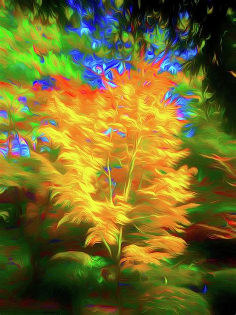 Bright Fall Tree Abstract Digital Art By Mo Barton Fine Art America