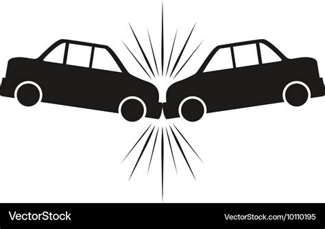 Car accident silhouette vehicle insurance icon Vector Image