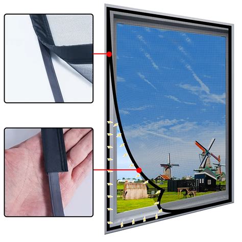 New Black Magnetic Screen Windows Mosquito Net Invisible Fiberglass