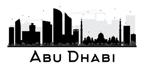 Abu Dhabi City Skyline Black And White Silhouette 7520630 Vector Art