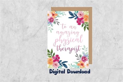 Physical Therapy Card To An Amazing Physical Therapist Etsy