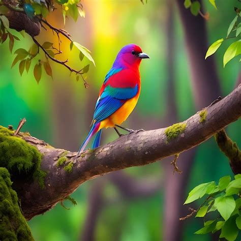 Premium Ai Image Colourful Bird In Forest Ai Generated