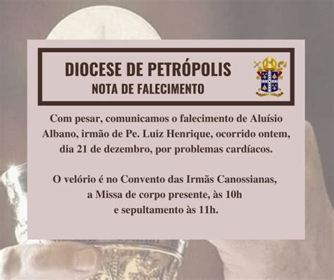 Nota De Falecimento Morreu O Irm O Do Padre Luiz Henrique Diocese De