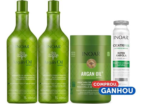 Kit Inoar Argan Oil Shampoo Condicionador Máscara 1kg R 12499