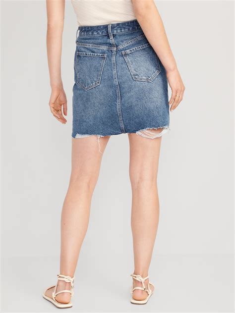 Higher High Waisted Og Straight Button Fly Mini Jean Skirt Old Navy