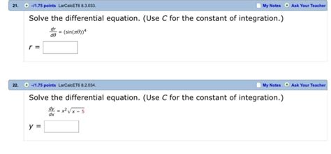 Solved 21 O ㅢ1 75 points LarCalcET6 83 033 My Notes Ask Chegg