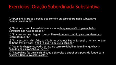 Exercícios Oração Subordinada Substantiva ppt carregar