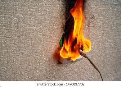 Burning Electrical Wiring Electrical Outlet Faulty Stock Photo