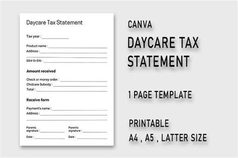 Daycare Tax Statement Form Graphic By Asstudio · Creative Fabrica