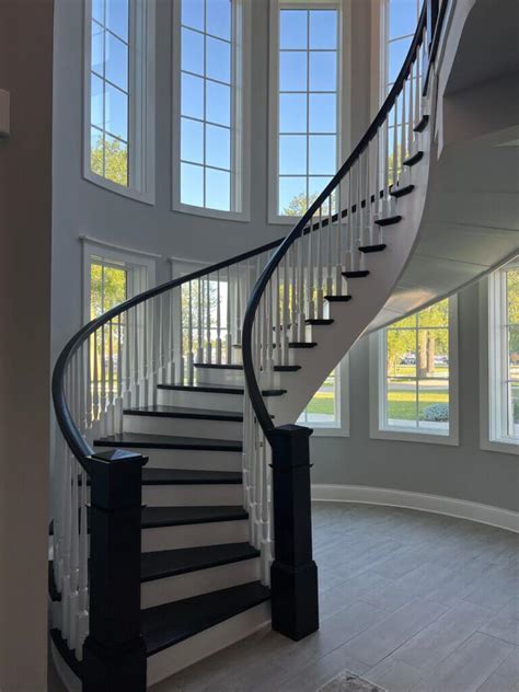 Stair Parts Project Custom 180 Degree Curved Staircase With Painted