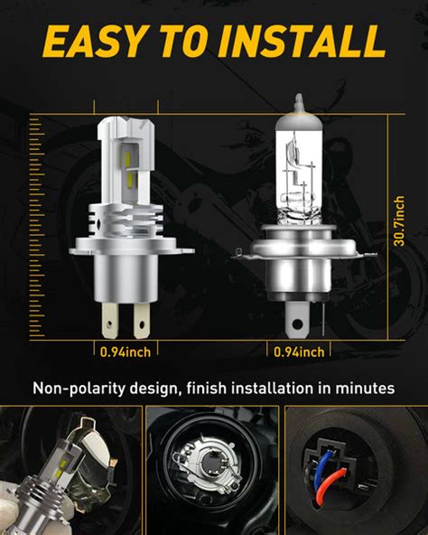 H4 Led Headlight Bulb Motorcycle 9003 Hb2 Led Light 6000k White For H — Auxito