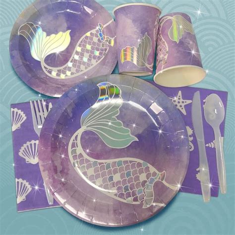 Mermaid Birthday Party Supplies Plates Decorations Pcs Serves