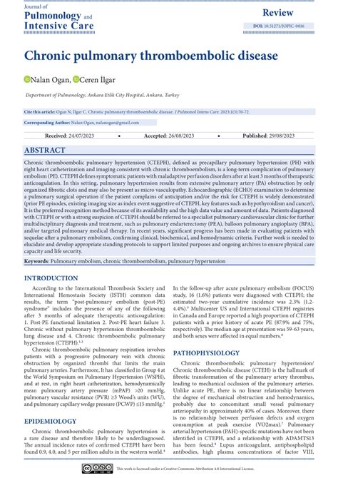 PDF Chronic Pulmonary Thromboembolic Disease