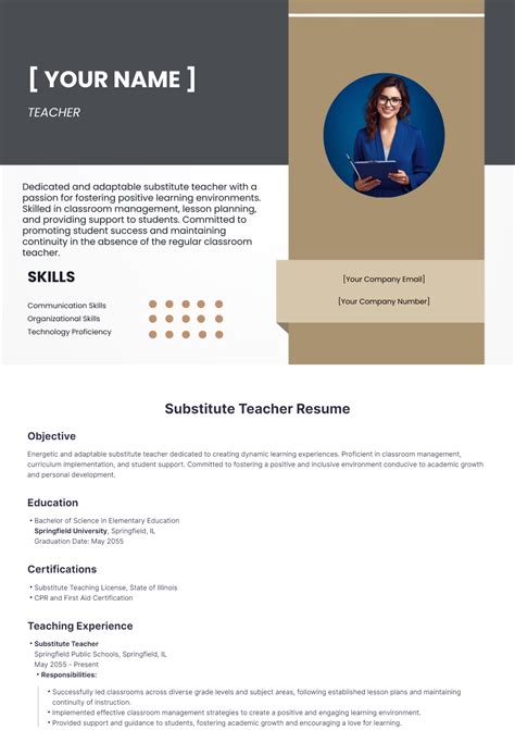 Free Substitute Teacher Resume Template Edit Online And Download