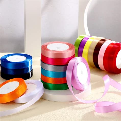 5pcs Colors Mixed 25 Yards Roll 1cm Satin Ribbon Roll High Quality