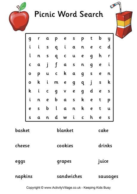 Easy Printable Word Search Puzzles