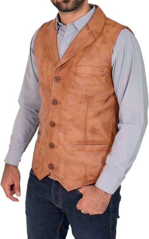 King Leathers Chaleco De Piel De Cordero Para Hombre Estilo Cl Sico