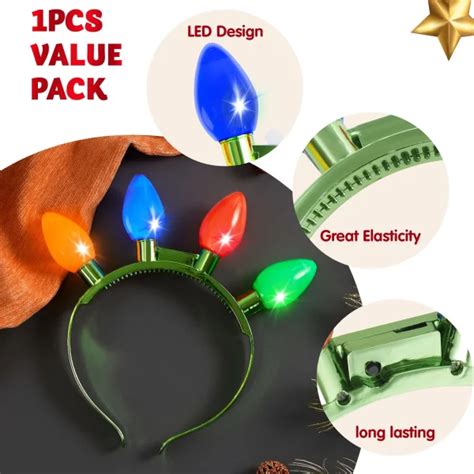 Amazing Christmas 1 Pack Led Light Up Bulb Headband