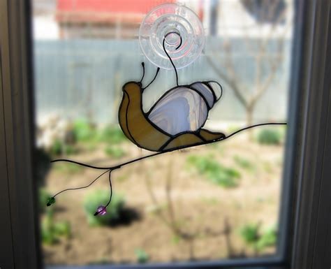 Stained Glass Snail Suncatcher Snail Window Decor Wall Hanging Etsy