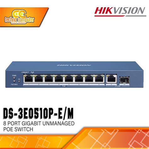 Jual Switch Poe Hikvision Ds 3e0510p E M 8port 8 Port Gigabit Unmanaged Poe Switch Shopee