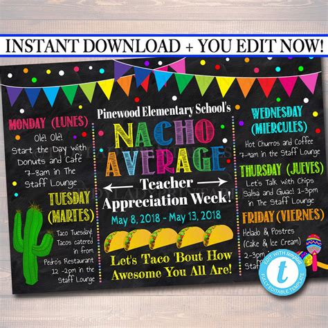 Nacho Average Theme Teacher Appreciation Week Itinerary — TidyLady ...