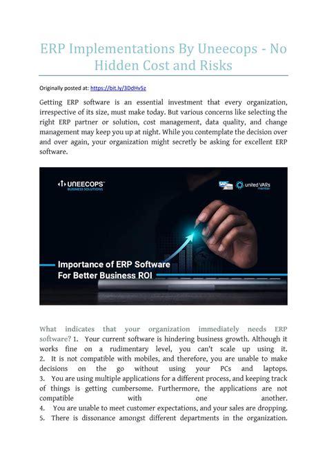 Erp Implementations By Uneecops No Hidden Cost And Risks By Unee Cops