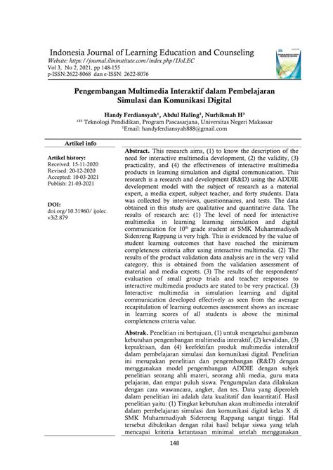 Pdf Pengembangan Multimedia Interaktif Dalam Pembelajaran Simulasi