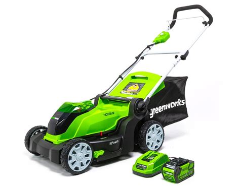 Greenworks 40v 17 Cordless Walk Behind Push Lawn Mower With 40 Ah Battery And Charger 2508302