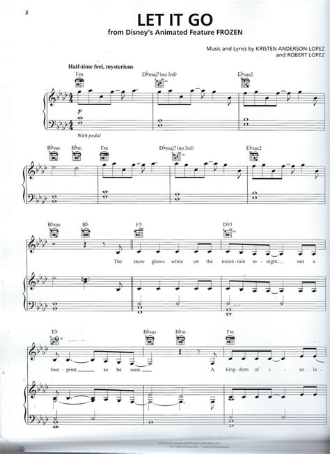 Let It Go From Frozen Idina Menzel Sheet Music