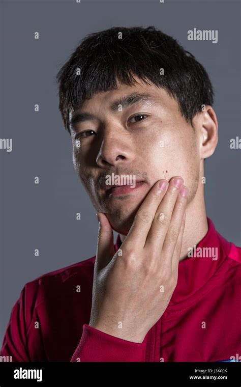 Portrait Of Chinese Soccer Player Liu Huan Of Chongqing Dangdai Lifan F