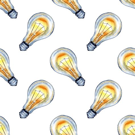 Premium Photo Watercolor Light Bulb Pattern