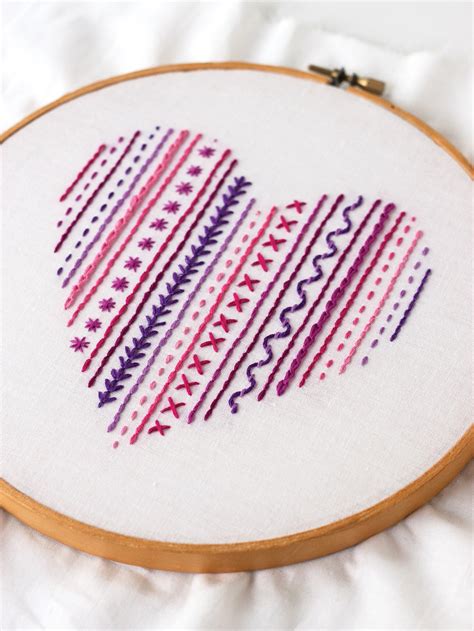 Heart Embroidery Stitch Sampler PDF Pattern for Beginners - Etsy