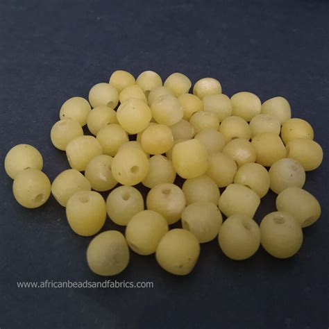 African Beads Ghana Krobo Ethnic Recycled Glass Mm Yellow