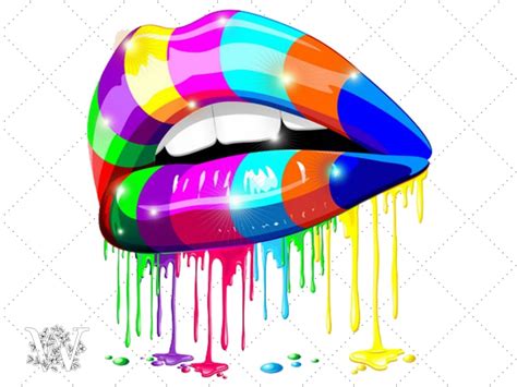 Rainbow Dripping Lips Lgbt Pride Lip Print Lip Bite Lip