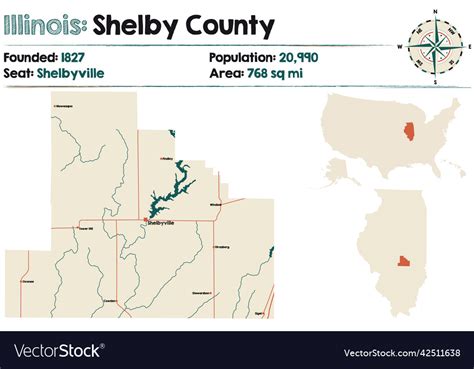 Map Of Shelby County In Illinois Royalty Free Vector Image