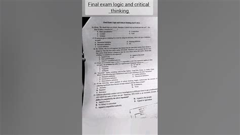 Logicandcriticalthingfreshmanfinalexam Logicquestionand