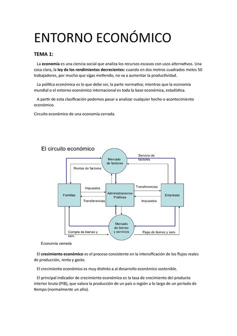 Entorno Econ Mico Tema Entorno Econ Mico Tema La Econom A Es Una