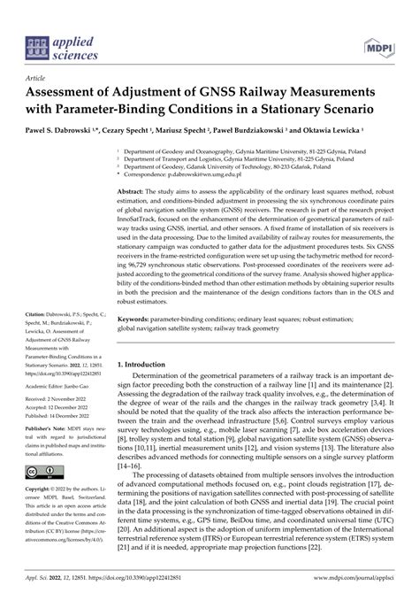 PDF Assessment Of Adjustment Of GNSS Railway Measurements With