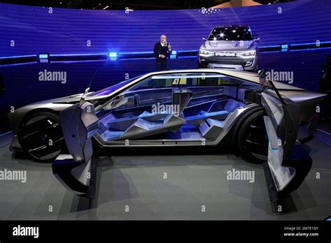 The Peugeot Inception Concept Car Is On Display At The Stellantis Booth