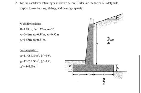 Solved For The Cantilever Retaining Wall Shown Below Chegg