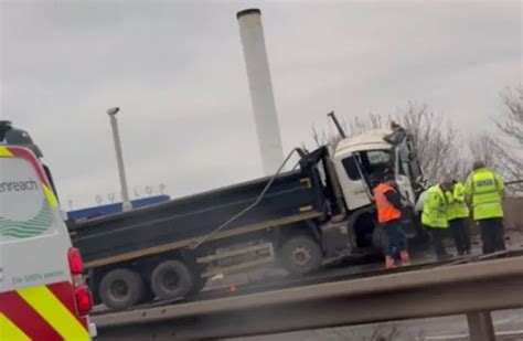 Part Of M6 Closed Overnight After Lorry Veers Off Motorway And Crashes