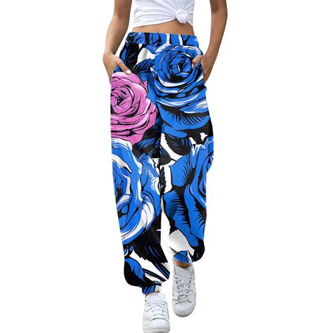 Aompmsdx Non Positioning Printing Blue Valentines Day Dress Pants Women Dating Pant For Woman