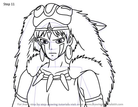 How To Draw San From Princess Mononoke Princess Mononoke Step By Step